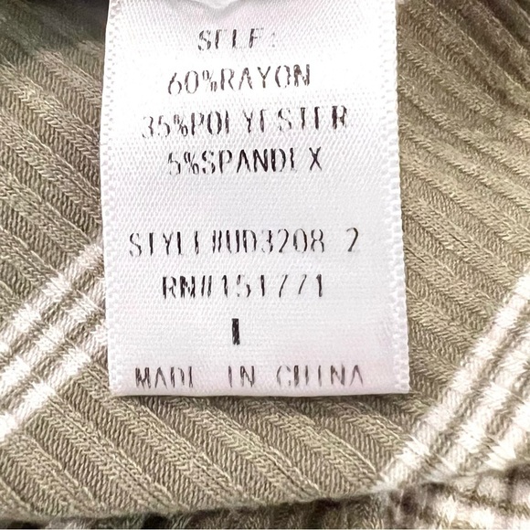 LELIS Olive green Striped Ruffled Mini Dress size L - Picture 10 of 10